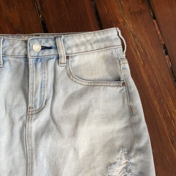 PACSUN distressed light wash cutoff frayed hem denim jeanmini skirt sz 24 - Picture 2 of 6